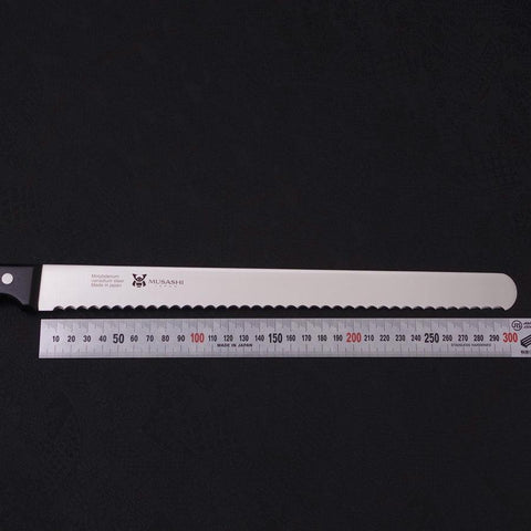 Bread knife Molybdenum Polished Western Handle 300mm-Molybdenum-Polished-Western Handle-[Musashi]-[Japanese-Kitchen-Knives]