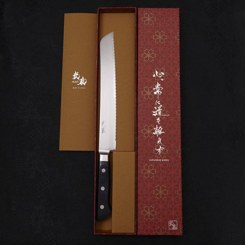 Bread knife VG-5 Damascus Western Handle 230mm-VG-5-Damascus-Western Handle-[Musashi]-[Japanese-Kitchen-Knives]