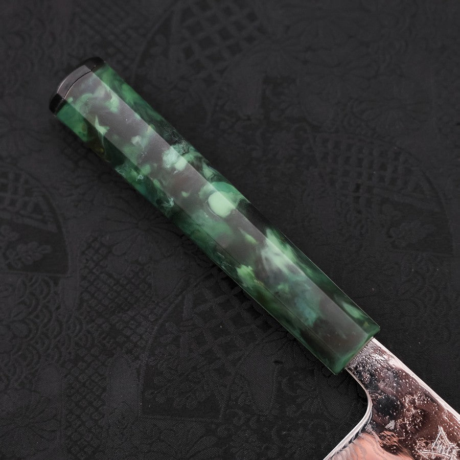 Bunka AUS-10 Nashiji Damascus Mirror Ocean Green Handle 170mm-AUS-10-Damascus-Ocean Handle-[Musashi]-[Japanese-Kitchen-Knives]