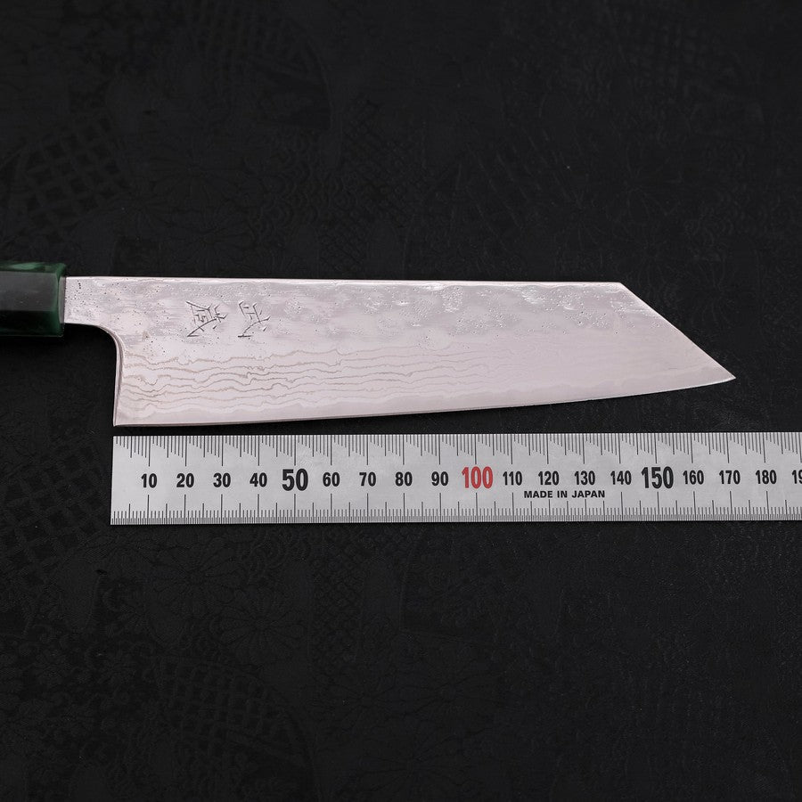 Bunka AUS-10 Nashiji Damascus Mirror Ocean Green Handle 170mm-AUS-10-Damascus-Ocean Handle-[Musashi]-[Japanese-Kitchen-Knives]