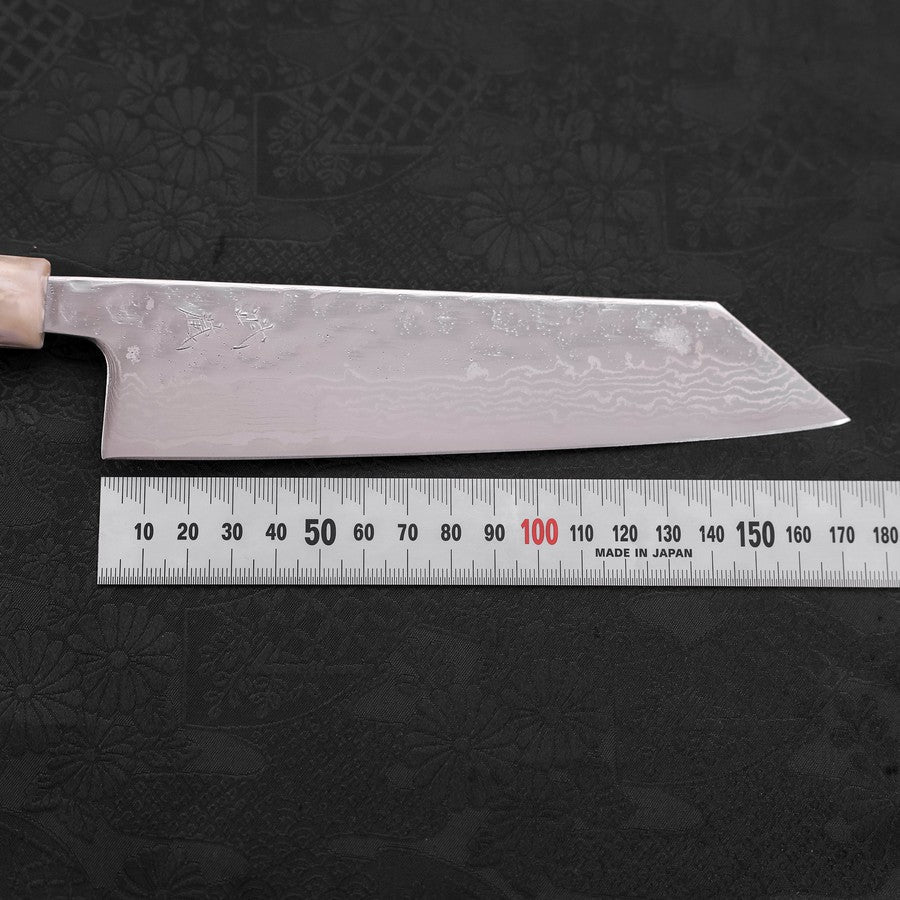 Bunka AUS-10 Nashiji Damascus Mirror Ocean White Blue Handle 170mm-AUS-10-Damascus-Ocean Handle-[Musashi]-[Japanese-Kitchen-Knives]