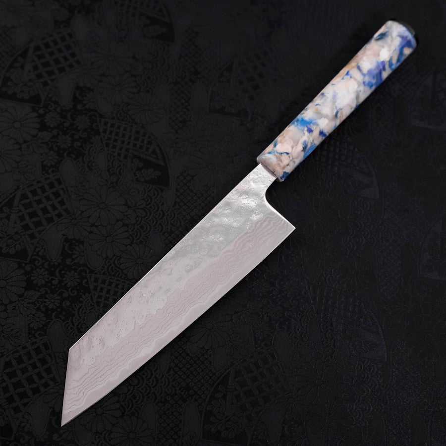 Bunka AUS-10 Nashiji Damascus Mirror White Mix Handle 170mm-AUS-10-Damascus-Ocean Handle-[Musashi]-[Japanese-Kitchen-Knives]