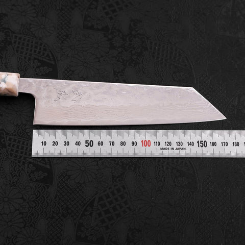 Bunka AUS-10 Nashiji Damascus Mirror White Mix Handle 170mm-AUS-10-Damascus-Ocean Handle-[Musashi]-[Japanese-Kitchen-Knives]