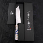 Bunka AUS-10 Nashiji Damascus Mirror White Mix Handle 170mm-AUS-10-Damascus-Ocean Handle-[Musashi]-[Japanese-Kitchen-Knives]