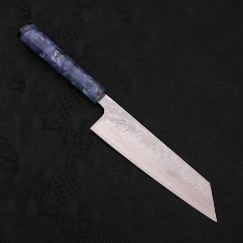 Bunka AUS-10 Nashiji Damascus Ocean Blue Handle 170mm-AUS-10-Damascus-Ocean Handle-[Musashi]-[Japanese-Kitchen-Knives]