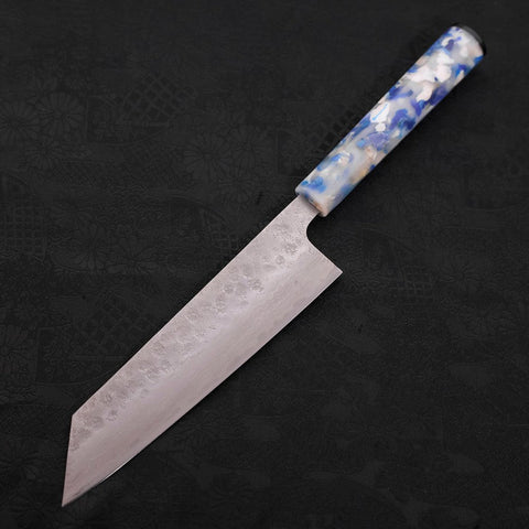 Bunka AUS-10 Nashiji Damascus Ocean Blue-White Mix Handle 170mm-AUS-10-Damascus-Ocean Handle-[Musashi]-[Japanese-Kitchen-Knives]