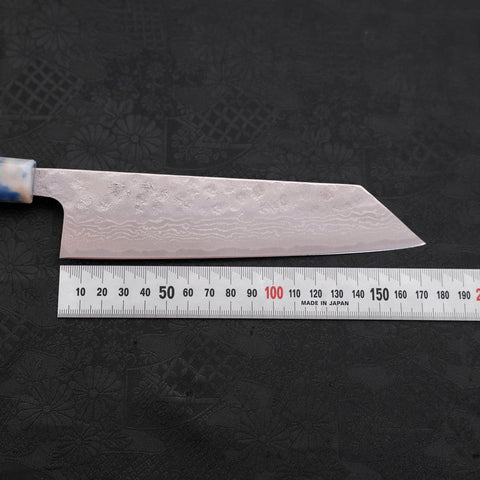 Bunka AUS-10 Nashiji Damascus Ocean Blue-White Mix Handle 170mm-AUS-10-Damascus-Ocean Handle-[Musashi]-[Japanese-Kitchen-Knives]