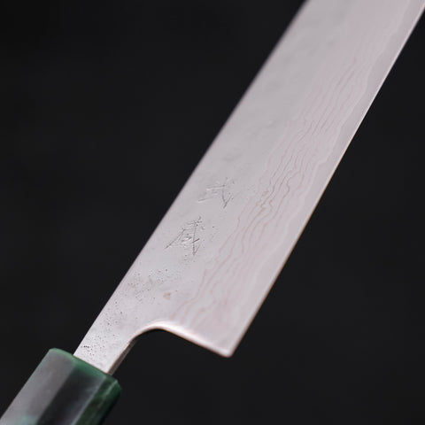 Bunka AUS-10 Nashiji Damascus Ocean Green Handle 170mm-AUS-10-Damascus-Ocean Handle-[Musashi]-[Japanese-Kitchen-Knives]