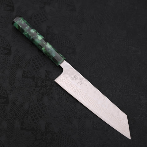 Bunka AUS-10 Nashiji Damascus Ocean Green Handle 170mm-AUS-10-Damascus-Ocean Handle-[Musashi]-[Japanese-Kitchen-Knives]