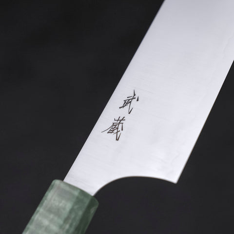 Bunka AUS-10 Polished Maple Green Handle 180mm-Silver steel #3-Polished-Japanese Handle-[Musashi]-[Japanese-Kitchen-Knives]