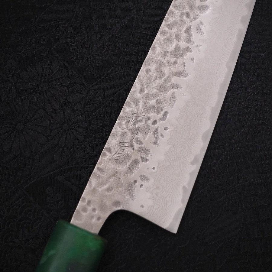 Bunka AUS-10 Tsuchime Damascus Ocean Green Handle 170mm-[Musashi]-[Japanese-Kitchen-Knives]