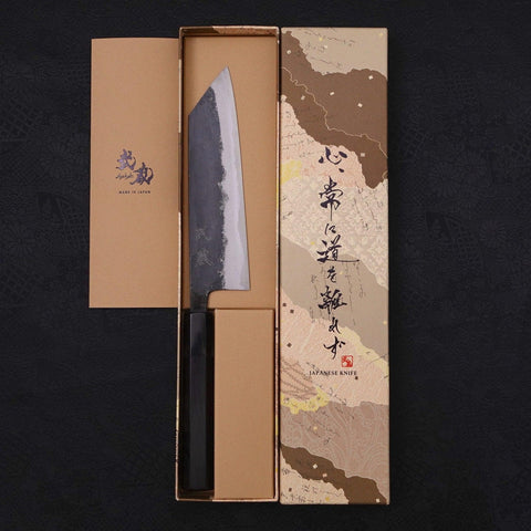 Bunka Blue Super Kurouchi Buffalo Ebony Handle 165mm-Blue Super-Kurouchi-Japanese Handle-[Musashi]-[Japanese-Kitchen-Knives]