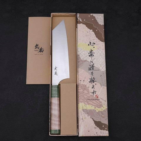 Bunka Blue Super Polished Maple Green Handle 180mm-Blue Super-Polished-Japanese Handle-[Musashi]-[Japanese-Kitchen-Knives]