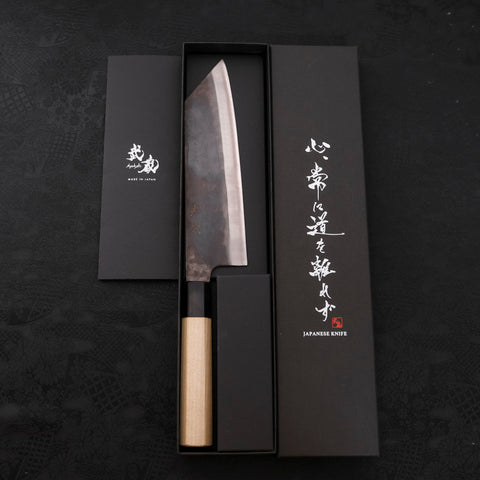 Bunka Blue steel #1 Kurouchi Buffalo Magnolia Handle 190mm-Blue steel #1-Kurouchi-Japanese Handle-[Musashi]-[Japanese-Kitchen-Knives]