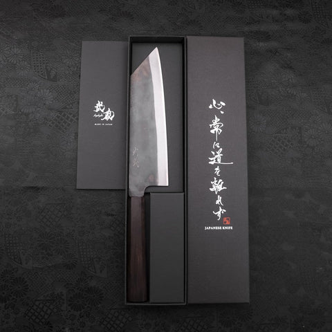 Bunka Blue steel #1 Kurouchi Stainless Clad Ebony Handle 190mm-Blue steel #1-Kurouchi-Japanese Handle-[Musashi]-[Japanese-Kitchen-Knives]