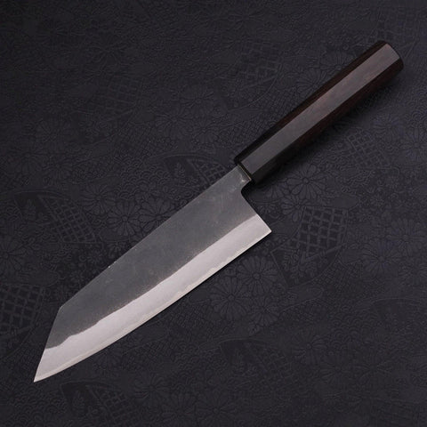 Bunka Blue steel #2 Kurouchi Chokin Samurai Full Moon Buffalo Ebony Handle 175mm-Blue steel #2-Kurouchi-Japanese Handle-[Musashi]-[Japanese-Kitchen-Knives]