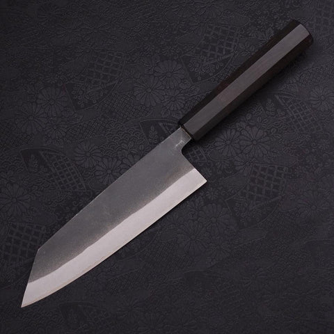 Bunka Blue steel #2 Kurouchi Chokin Samurai New Moon Buffalo Ebony Handle 175mm-Blue steel #2-Kurouchi-Japanese Handle-[Musashi]-[Japanese-Kitchen-Knives]