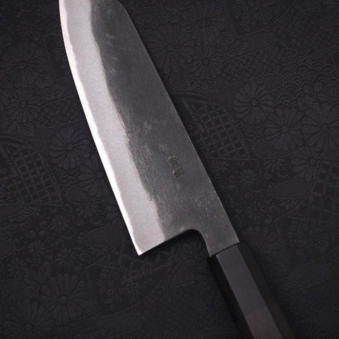 Bunka Blue steel #2 Kurouchi Chokin Tiger-Bamboo Buffalo Ebony Handle 175mm-Blue steel #2-Kurouchi-Japanese Handle-[Musashi]-[Japanese-Kitchen-Knives]