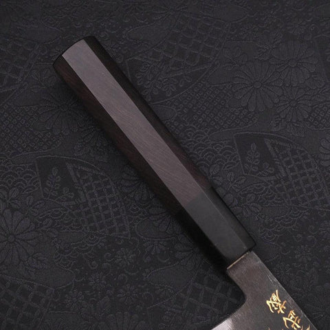 Bunka Blue steel #2 Kurouchi Chokin Tiger-Bamboo Buffalo Ebony Handle 175mm-Blue steel #2-Kurouchi-Japanese Handle-[Musashi]-[Japanese-Kitchen-Knives]