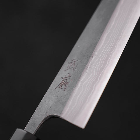 Bunka Blue steel #2 Kurouchi Damascus Buffalo Ebony Handle 165mm-Blue steel #2-Damascus-Japanese Handle-[Musashi]-[Japanese-Kitchen-Knives]