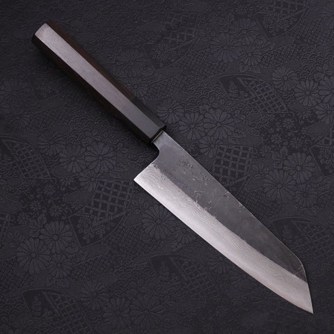 Bunka Blue steel #2 Kurouchi Damascus Buffalo Ebony Handle 165mm-Blue steel #2-Damascus-Japanese Handle-[Musashi]-[Japanese-Kitchen-Knives]