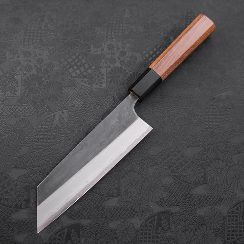 Bunka Blue steel #2 Kurouchi Damascus Buffalo Teak Handle 165mm-Blue steel #2-Damascus-Japanese Handle-[Musashi]-[Japanese-Kitchen-Knives]