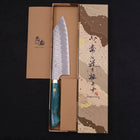 Bunka SG-2 Tsuchime Turquoise Green Handle 170mm-SG-2-Tsuchime-Western Handle-[Musashi]-[Japanese-Kitchen-Knives]