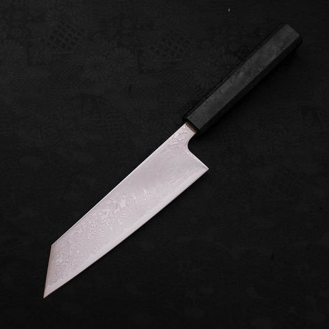 Bunka SLD Wave Nickel Damascus Black Ishime Handle 170mm-SLD-Damascus-Japanese Handle-[Musashi]-[Japanese-Kitchen-Knives]