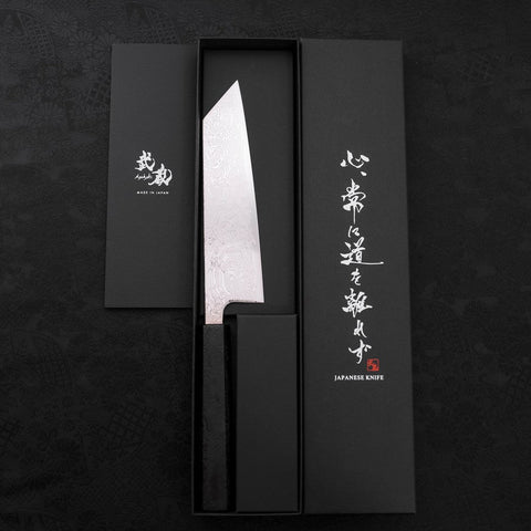 Bunka SLD Wave Nickel Damascus Black Ishime Handle 170mm-SLD-Damascus-Japanese Handle-[Musashi]-[Japanese-Kitchen-Knives]