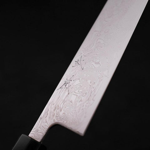 Bunka SLD Wave Nickel Damascus Buffalo Ebony Handle 170mm-[Musashi]-[Japanese-Kitchen-Knives]