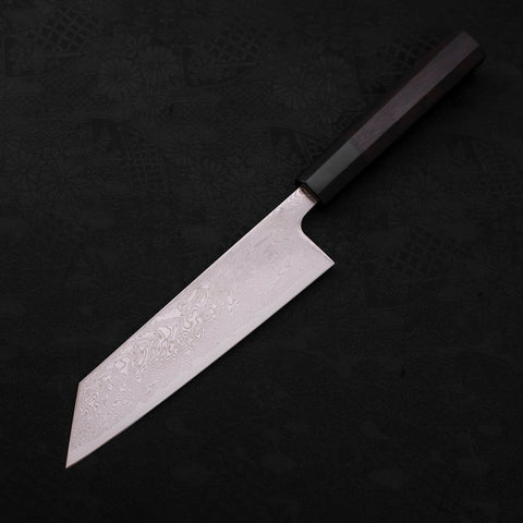 Bunka SLD Wave Nickel Damascus Buffalo Ebony Handle 170mm-SLD-Damascus-Japanese Handle-[Musashi]-[Japanese-Kitchen-Knives]