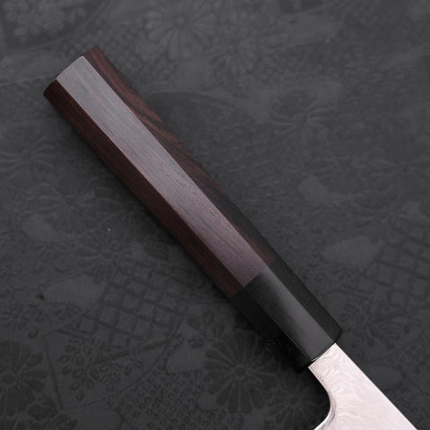 Bunka SLD Wave Nickel Damascus Buffalo Ebony Handle 170mm-SLD-Damascus-Japanese Handle-[Musashi]-[Japanese-Kitchen-Knives]