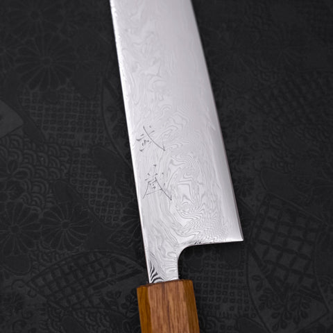 Bunka SLD Wave Nickel Damascus Yaki Urushi Handle 170mm-SLD-Damascus-Japanese Handle-[Musashi]-[Japanese-Kitchen-Knives]