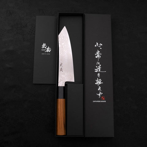 Bunka Silver Steel #3 Damascus Buffalo Teak Handle 180mm-Silver steel #3-Damascus-Japanese Handle-[Musashi]-[Japanese-Kitchen-Knives]