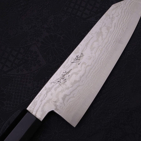 Bunka Silver Steel #3 Nickel Damascus Buffalo Ebony Handle 170mm-Silver steel #3-Damascus-Japanese Handle-[Musashi]-[Japanese-Kitchen-Knives]