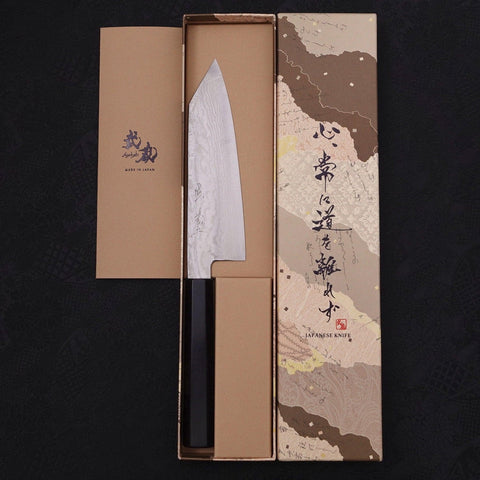 Bunka Silver Steel #3 Nickel Damascus Buffalo Ebony Handle 170mm-Silver steel #3-Damascus-Japanese Handle-[Musashi]-[Japanese-Kitchen-Knives]