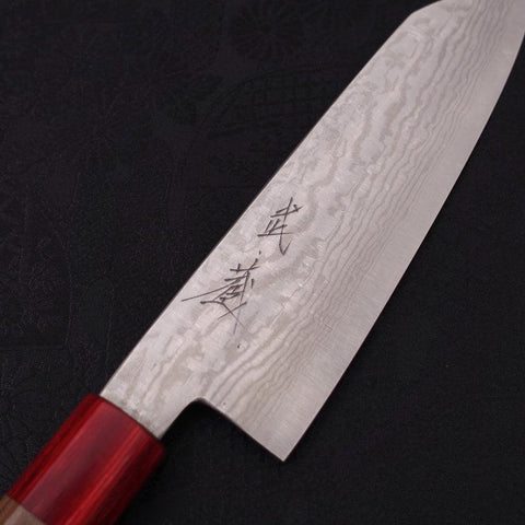 Bunka Silver Steel #3 Nickel Damascus Walnut Red Handle 170mm-Silver steel #3-Damascus-Japanese Handle-[Musashi]-[Japanese-Kitchen-Knives]