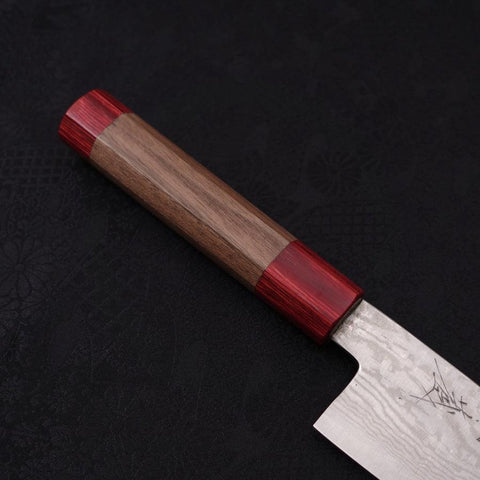 Bunka Silver Steel #3 Nickel Damascus Walnut Red Handle 170mm-Silver steel #3-Damascus-Japanese Handle-[Musashi]-[Japanese-Kitchen-Knives]