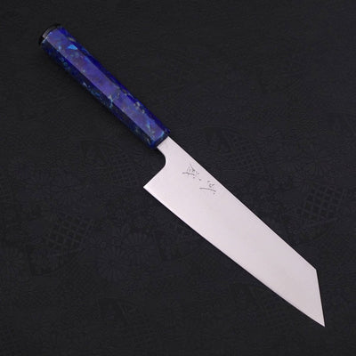 Bunka Silver Steel #3 Polished Ocean Blue Handle 170mm-Silver Steel #3-Polished-Japanese Handle-[Musashi]-[Japanese-Kitchen-Knives]
