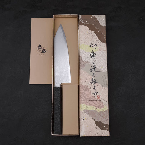 Bunka VG-10 Damascus Black Ishime Handle 180mm-VG-10-Damascus-Japanese Handle-[Musashi]-[Japanese-Kitchen-Knives]