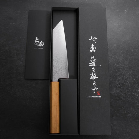 Bunka VG-10 Damascus Oak Handle 170mm-VG-10-Damascus-Japanese Handle-[Musashi]-[Japanese-Kitchen-Knives]