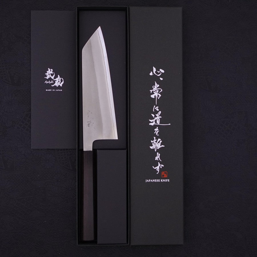 Bunka White Steel #2 Nashiji Ebony Handle 165mm-White steel #2-Nashiji-Japanese Handle-[Musashi]-[Japanese-Kitchen-Knives]