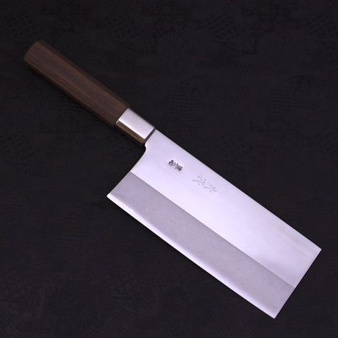 Chinese Cleaver Silver Steel #3 Walnut Handle 180mm-Silver Steel #3-Japanese Handle-[Musashi]-[Japanese-Kitchen-Knives]