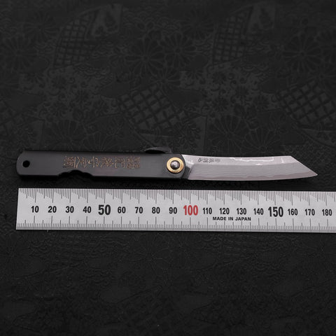 Damascus Black Higonokami Aogami 100mm-[Musashi]-[Japanese-Kitchen-Knives]