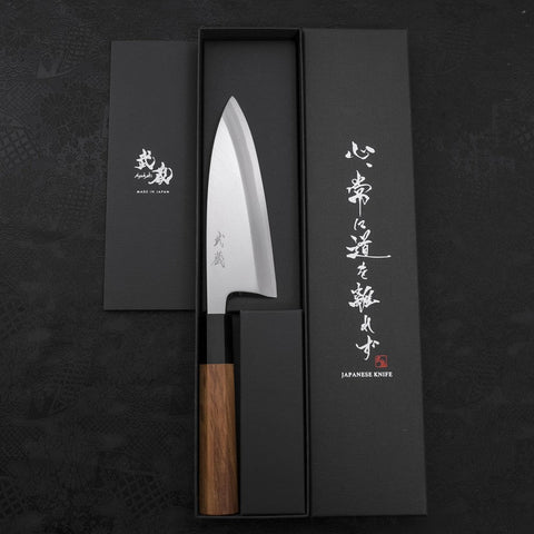 Deba AUS-10 Polished Buffalo Teak Handle 150mm-AUS-10-Polished-Japanese Handle-[Musashi]-[Japanese-Kitchen-Knives]