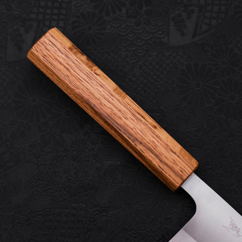 Deba AUS-8 Polished Oak Handle 120mm-AUS-8-Polished-Japanese Handle-[Musashi]-[Japanese-Kitchen-Knives]