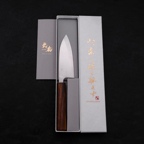 Deba AUS-8 Polished Sumi Urushi Handle 120mm-AUS-8-Polished-Japanese Handle-[Musashi]-[Japanese-Kitchen-Knives]