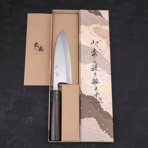 Deba Blue steel #2 Damascus Shitan Handle 150mm-Blue steel #2-Damascus-Japanese Handle-[Musashi]-[Japanese-Kitchen-Knives]