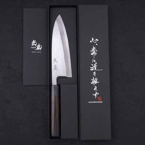 Deba Blue steel #2 Damascus Shitan Handle 165mm-Blue steel #2-Damascus-Japanese Handle-[Musashi]-[Japanese-Kitchen-Knives]