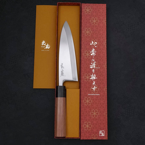 Deba Blue steel #2 Kasumi Walnut Handle 195mm-Blue steel #2-Kasumi-Japanese Handle-[Musashi]-[Japanese-Kitchen-Knives]